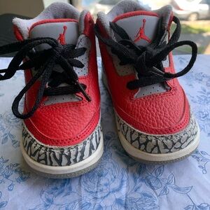 Nike Air Jordan Shoes Toddler 6C Red Retro 3 Fire Red Cement